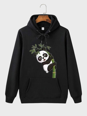 Cartoon Panda Bamboo Print Hoodies