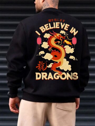 Sweatshirts mit chinesischem Drachen-Slogan-Aufdruck