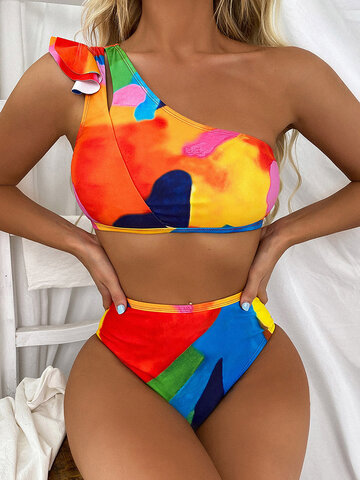 Color Block Print Sexy Bikinis