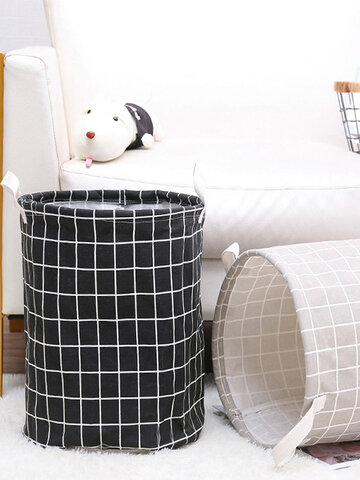 <US Instock> Canvas Fabric Lightweight Storage Basket Toy Organizer Dirty Clothes Collapsible for College Dorms, Kids Bedroom,Bathroom,Laundry Hamper