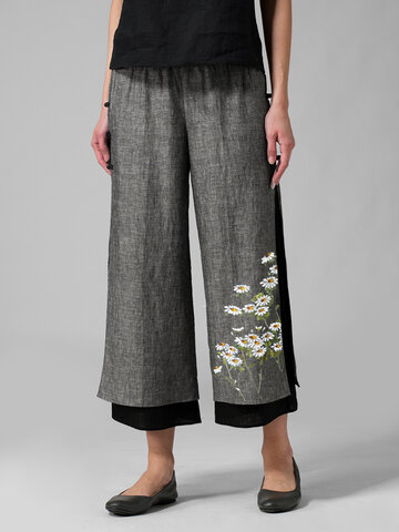 Daisy Floral Printed Two Layer Pants