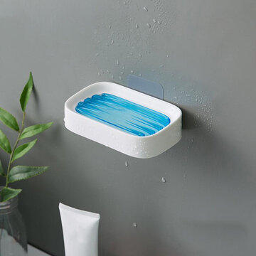1-teiliger Seifenhalter Doppelschichtiges Badezimmerzubehör Kunststoff-Duschseifenschale Rutschfestes Entwässerungswerkzeug Entwässerung Haushaltsseifenkiste