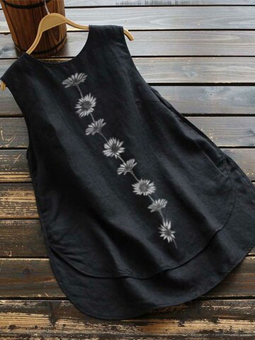 Camiseta sin mangas con estampado floral
