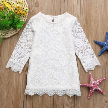 Lace Flower Patch Girls Dress For 1Y-7Y