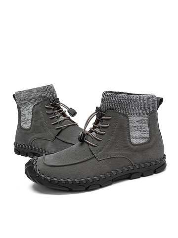 Men Hand Stitching Suede Casual Boots