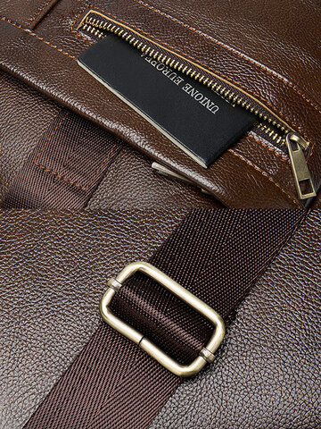 Men Genuine Leather Multi-pocket 14 Inch Laptop Bag Briefcase Business Handbag Crossbody Bag