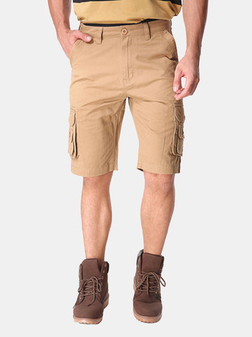 

ChArmkpR Plus Size Mens Cotton Shorts Casual Multi Pockets Loose Cargo Shorts, Army green light gray khaki coffee black