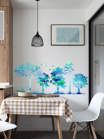 Árvore florestal dobrável gradiente de cor Padrão adesivos de parede autoadesivos para decoração de casa sala de estar