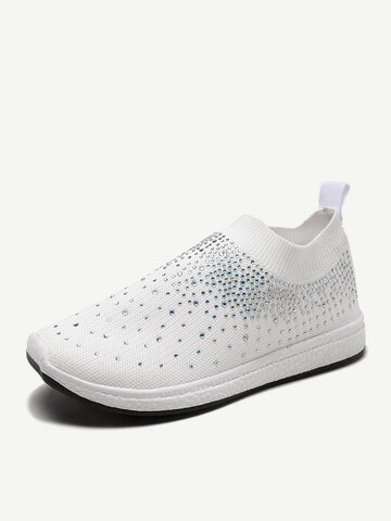 Sequined Mesh Elastic Band Sneakers