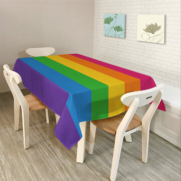 

Colorful Triangle Geometry Pattern Table Cover, White