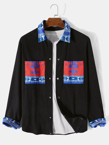 Контрастная куртка в этническом стиле с геометрическим рисунком