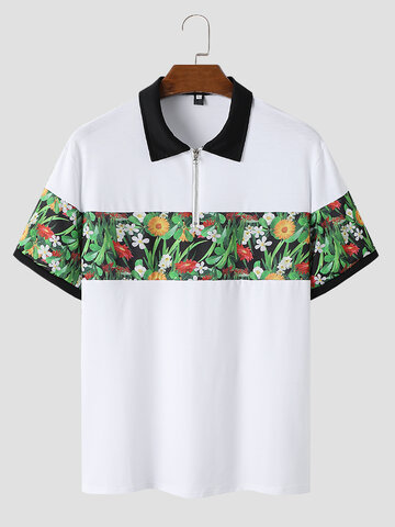 Men Floral Patchwork Business Casual Shirts