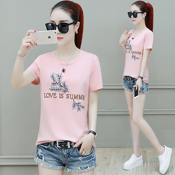 

New Short-sleeved T-shirt Female Students Loose Ulzzang Wild Han Fan Half Sleeves On The Clothes Tide
