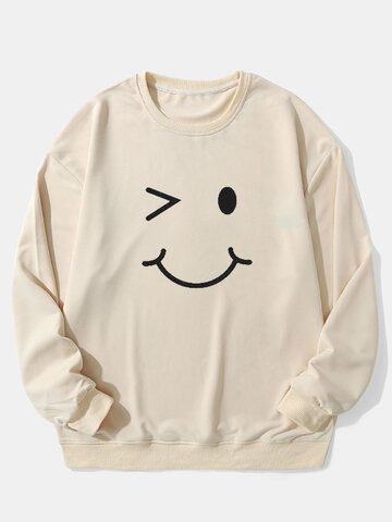 Smile Face Print Sweatshirts
