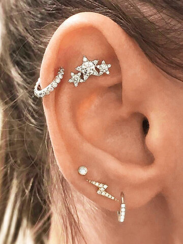 5 Pcs Fashion Crystal Stars Earrings