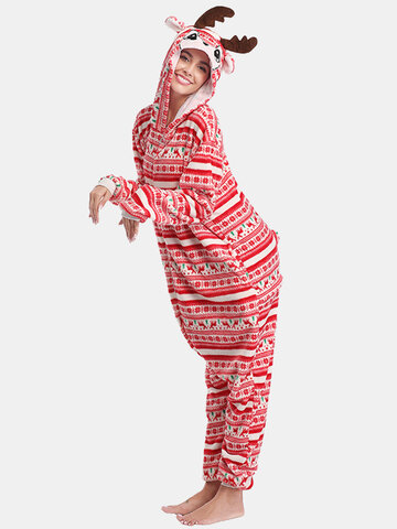 Flannel Christmas Reindeer Hooded Onesies