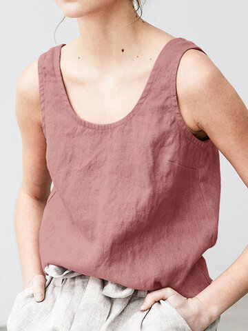Solid Sleeveless Casual Tank Top