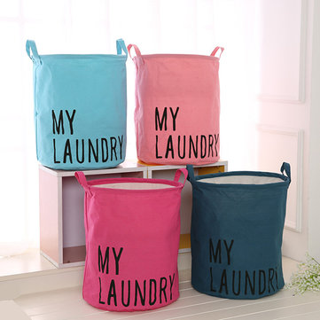 

Cotton Linen Laundry Cloth Storage Basket, Pink darkblue rose sky blue