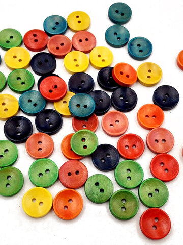 100Pcs 15mm Colorful Wooden Buttons