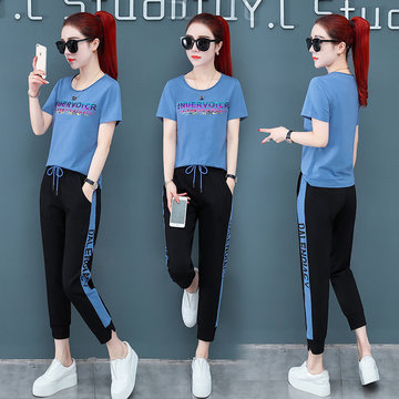 

Casual Suit Female Season New Loose Short-sleeved T-shirt Nine Pants Sportswear Students Two-piece