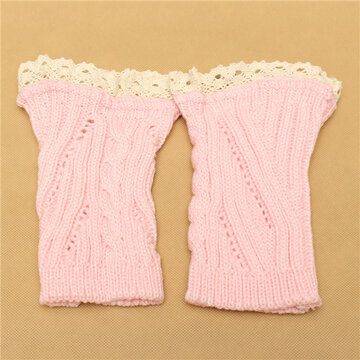 Women Lace Knitting Wool Twill Twist Boots Socks Leg Warmers Short Socks