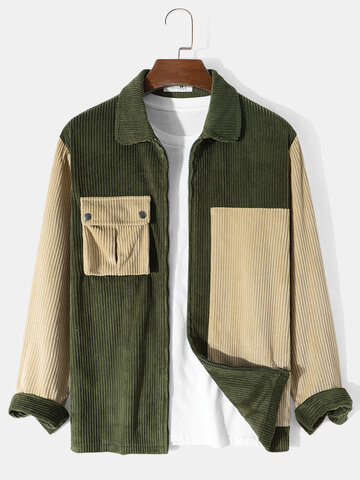 Jaquetas de veludo cotelê com pregas e bolsos