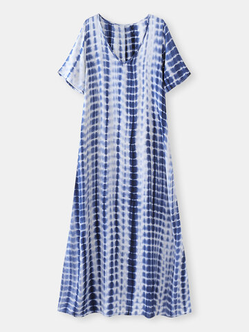 Tie Dye Plaid Print Dress