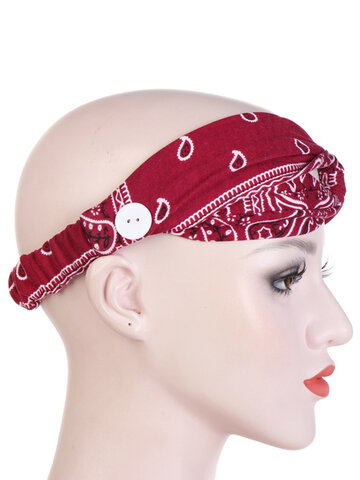 Flower Yoga Sports Elastic Band Headdress Day Hairband Mask Anti-leather Button Headband