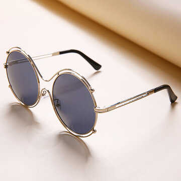 Fashion Tide Woman Hollow Double Ring Anti-UV Sunglasses Leisure Vintage HD Glasses Eyewear