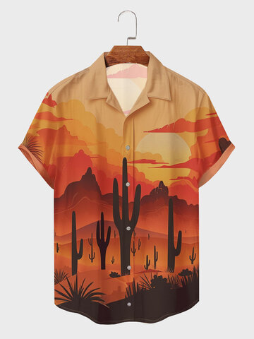 Chemises à imprimé de paysage de désert de plantes