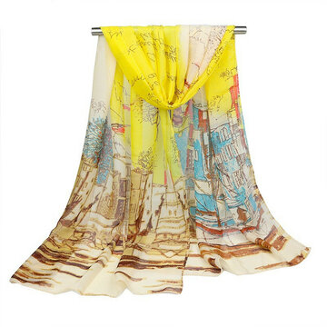 Women's Scarves Oil Painting Print Shawl