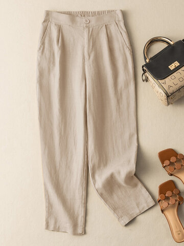 Solid Color Casual Straight Pants