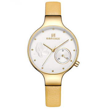 Elegante pulseira de couro quartzo Watch