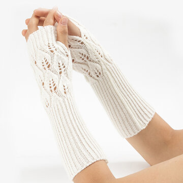 Women Winter Knitting Half Finger Gloves