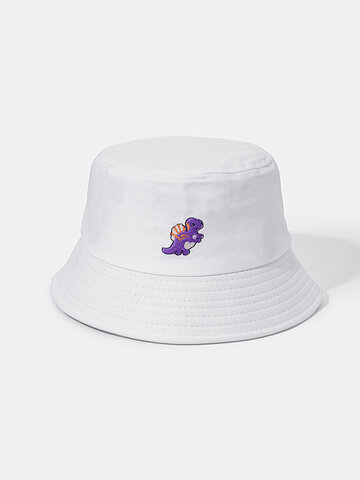 Unisex Purple Dinosaur Embroidery Bucket Hat