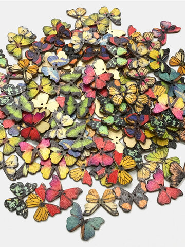Mariposa de color retro Estilo bohemio Mariposa de dibujos animados DIY Decorativo Botones