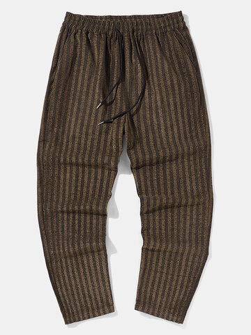 Vertical Striped Cotton Pants