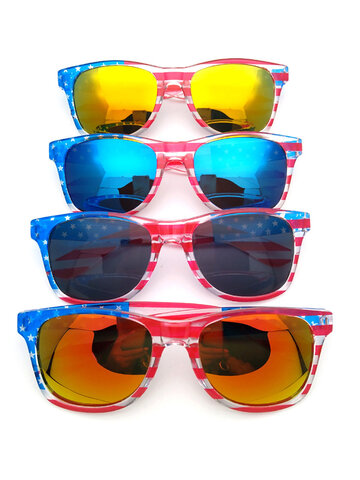 American America USA Flag Sunglasses Patriotic Clear Frame Classical 80s
