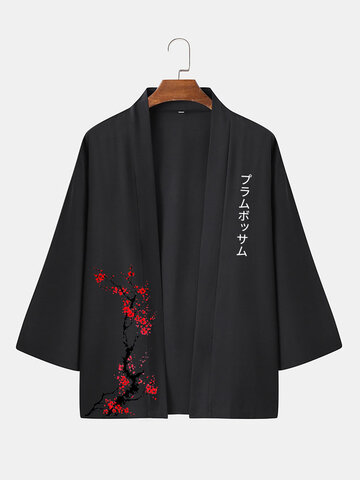 Plum Bossom Japanese Print Loose Kimono