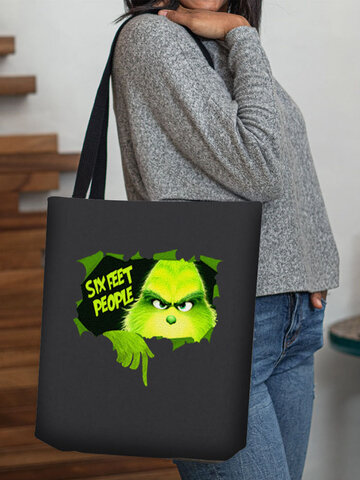 Felt Green Hair Monster Handbag Shoulder Bag Tote