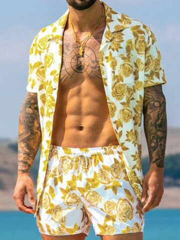 Hawaii Floral Short Sleeve Suit