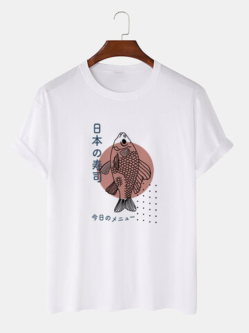 T-shirts à imprimé poisson japonais