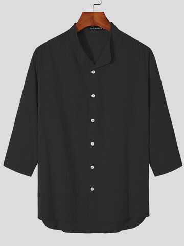 Stand Collar Three-quarter Sleeve Shirt
