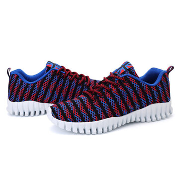 Men Mesh Cloth Sneakers Fishionable Stripe Running Shoes Comfortable Round Toe Casual Sport Shoes