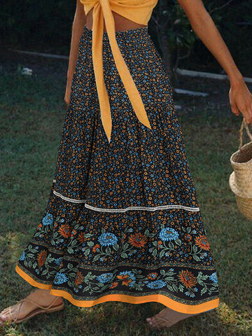 Bohemian Floral Printed Skirt