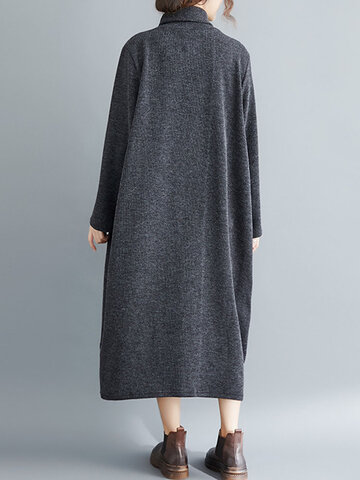 Long Sleeve Turtleneck Casual Dress for  Women