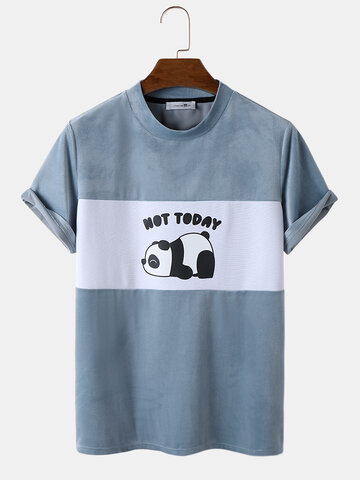 Camisetas com estampa de letras de panda e textura