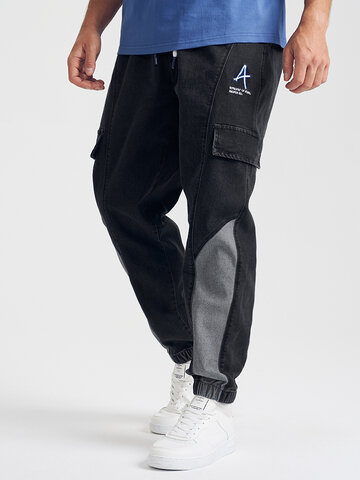Contrast Patchwork Cargo Style Jeans