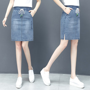 

Denim Skirt Skirt Female New Ins Super Skirt Hole High Waist A Word Skirt Pants Chic Skirt Season