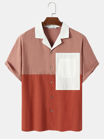 Camisas con bolsillos escalonados de bloque de color